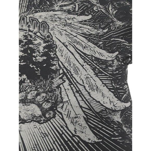 Biker Trash Colorado Graphic T shirt Black Footprints Feathers Mountain XL - Picture 8 of 12